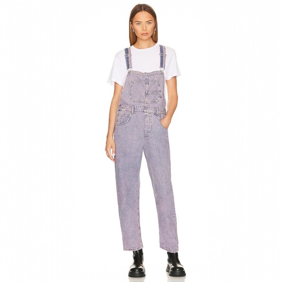 FREE PEOPLE Ziggy Pink Dreams Denim Overalls - Picture 3 of 15